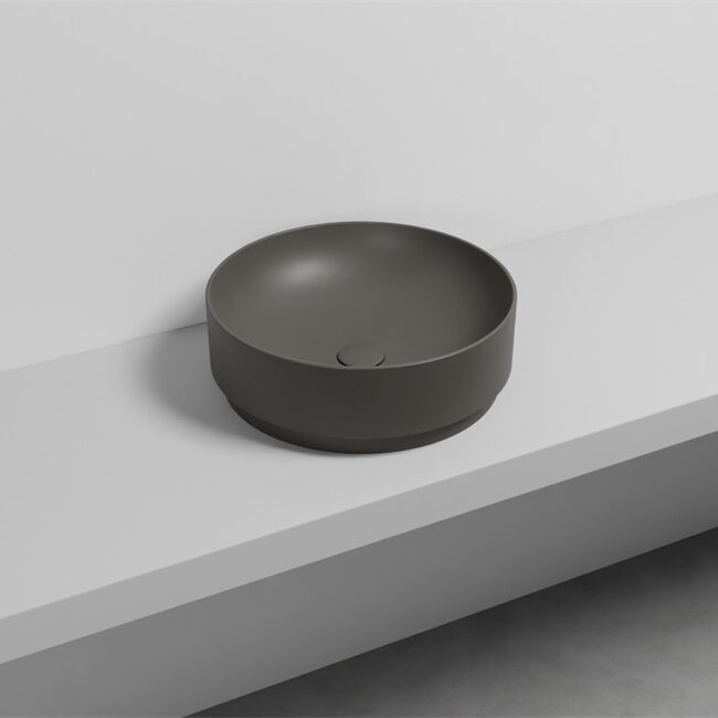 Waskom rond ø 45 x 15 cm - mat bruin