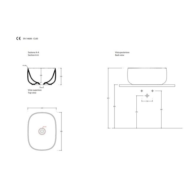Valdama Waskom 55x40xH24 cm – organisch Italiaans design