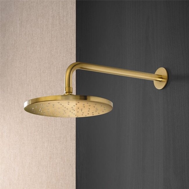 regendouchekop 30cm diameter met wandarm 35cm lengte - Geborsteld Messing