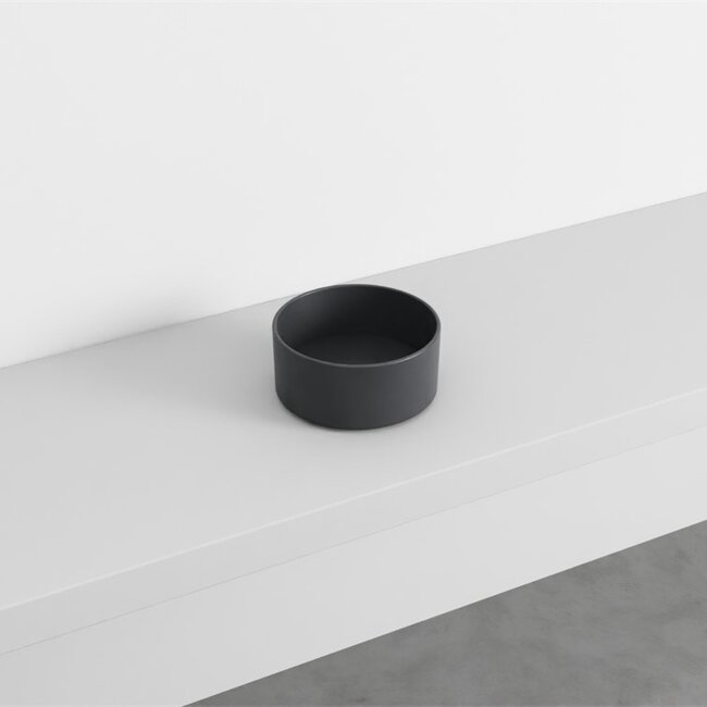 Kleine Waskom 25 cm - Mat Zwart | Compact & Rond | Moderne Waskom | Keramiek