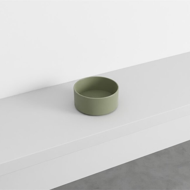 Kleine Waskom 25 cm - Mat Army Groen | Compact & Rond | Design Waskom | Keramiek