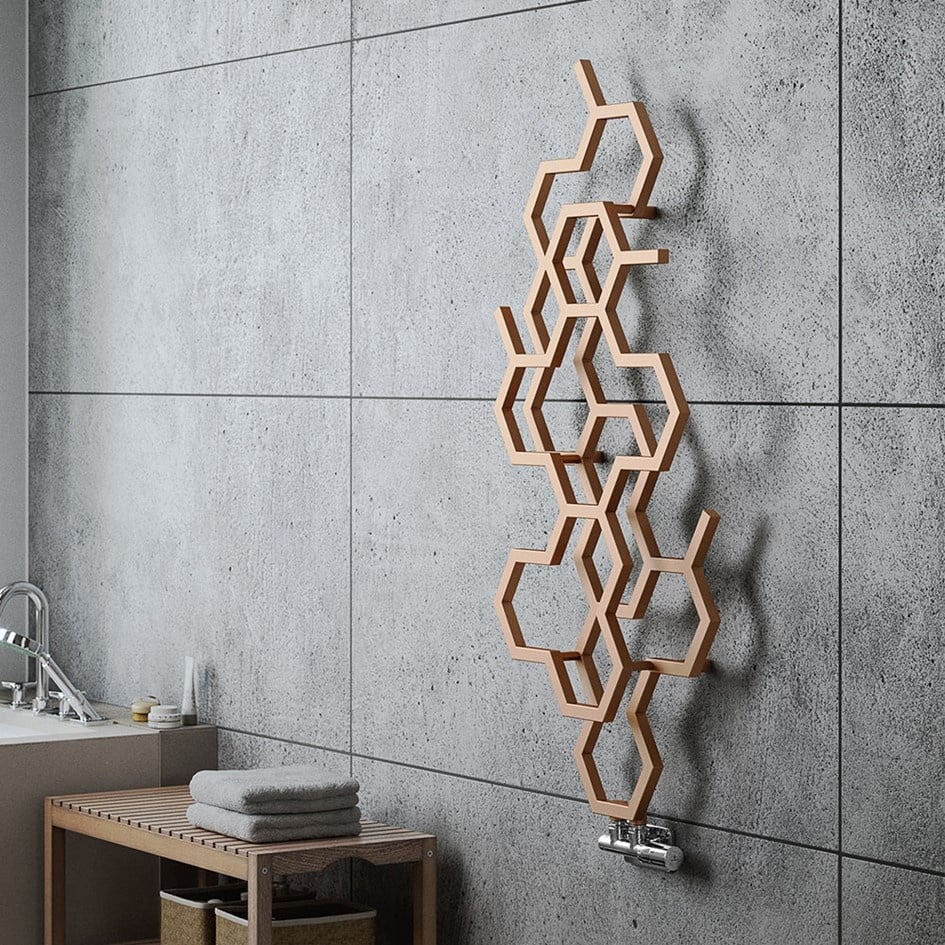 Rose Ter Radiator Hex Designradiator 1220x486mm Verticaal – Rose Koper | Design & Warmte ...