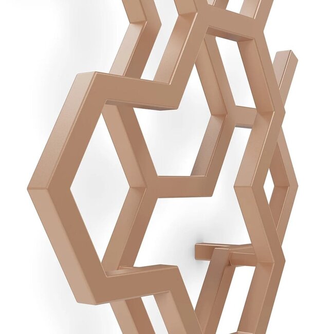 Hex design radiator 1220mm x 486mm vertical rose koper