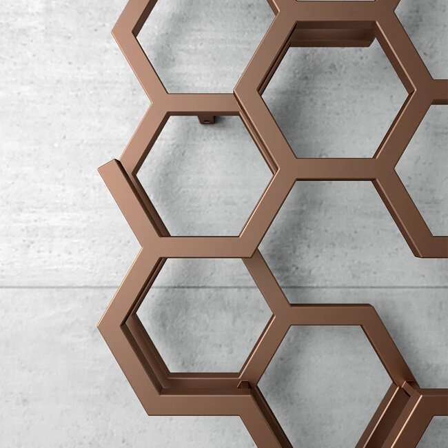 Hex Design Radiator 1700 x 573 mm - Verticaal - Rosé Koper - Moderne Wandradiator