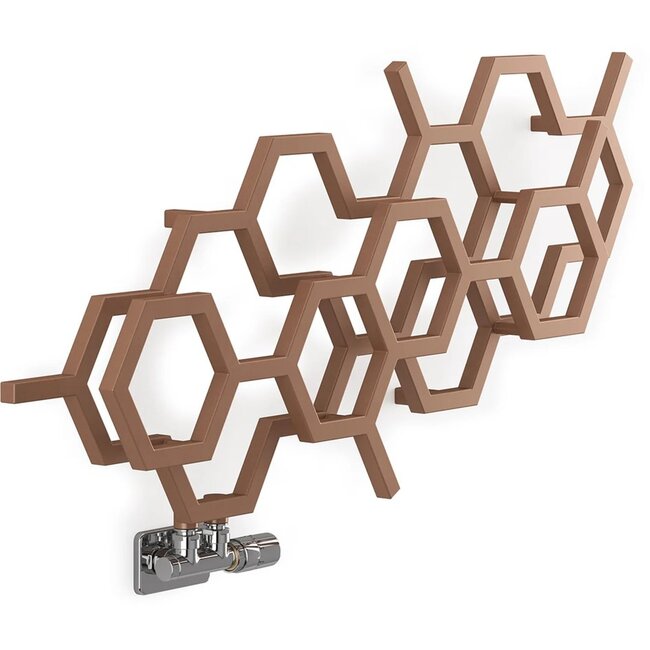 Terma  Hex Designradiator Horizontaal 502 x 1126 mm – Rosé Koper – Enkel Paneel – Moderne Wandradiator