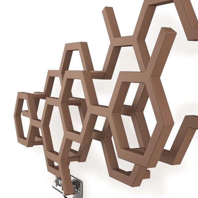 Hex Designradiator Horizontaal 502 x 1126 mm – Rosé Koper – Enkel Paneel – Moderne Wandradiator