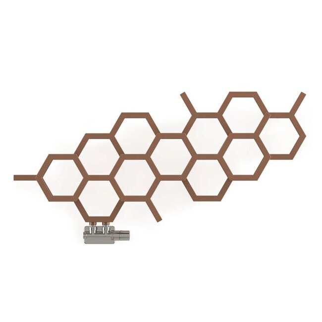 Terma  Hex Designradiator Horizontaal 502 x 1126 mm – Rosé Koper – Enkel Paneel – Moderne Wandradiator