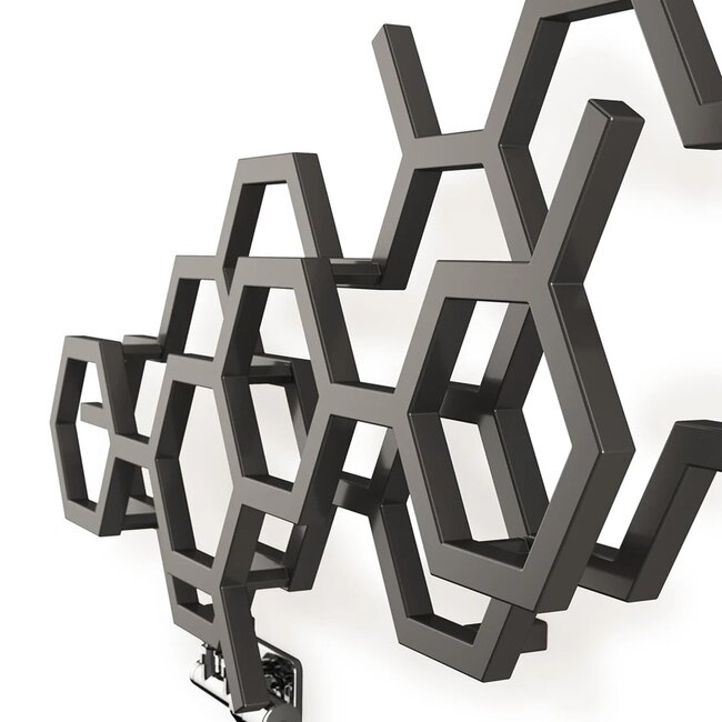 Hex Designradiator Horizontaal 502 x 1126 mm – Gunmetal Antraciet – Enkel Paneel – Moderne Wandradiator