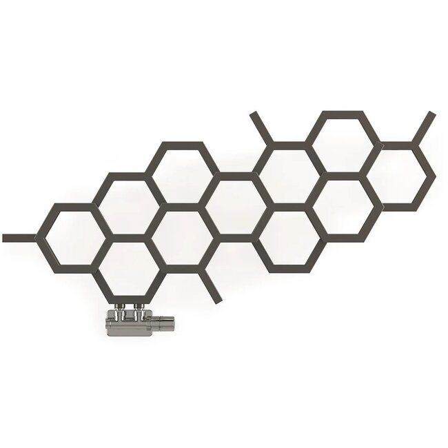 Terma  Hex Designradiator Horizontaal 502 x 1126 mm – Gunmetal Antraciet – Enkel Paneel – Moderne Wandradiator