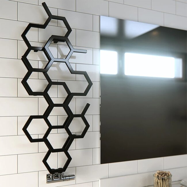 Hex design radiator 1220mm x 486mm vertical zwart