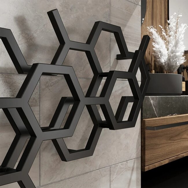 Terma  Hex Designradiator Horizontaal 502 x 1126 mm – Zwart – Enkel Paneel – Moderne Wandradiator