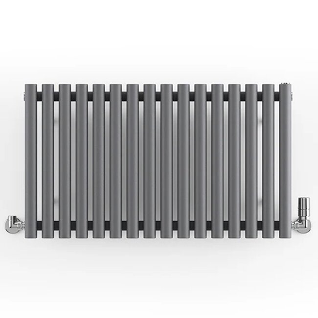 Rolo Room Antraciet horizontaal radiator 500mm x 865mm met kraan