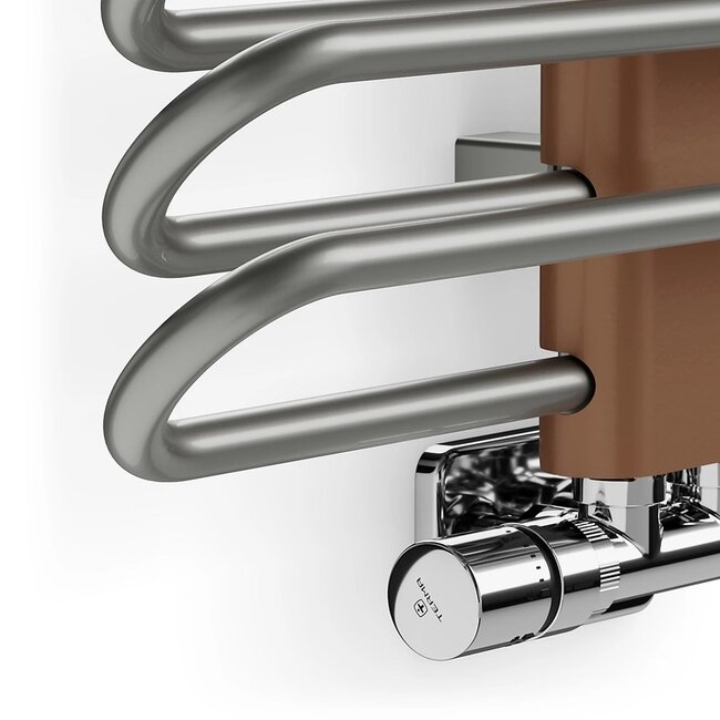 Designradiator Michelle – 1200x500 cm, Luxe Nikkel & Koper, Inclusief Kraan
