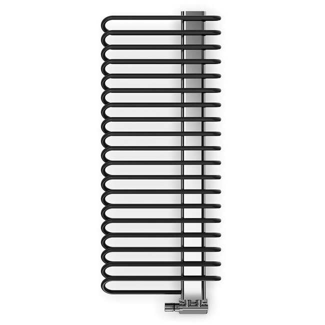 Michelle Badkamerradiator 1200x500 mm – Metallic Zwart met Chroom Paneel | Designradiator voor Moderne Badkamers