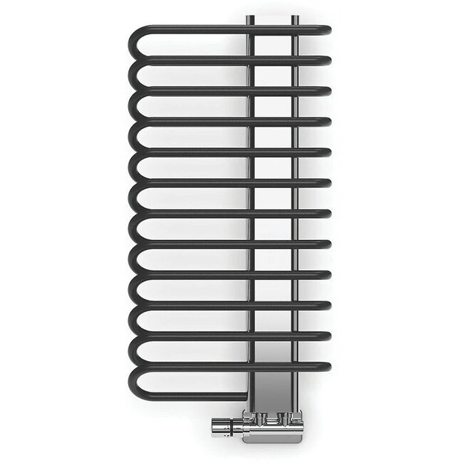Terma  Michelle Badkamerradiator 780 x 400 mm – Metallic Zwart met Chroom Paneel | Designradiator voor Moderne Badkamers