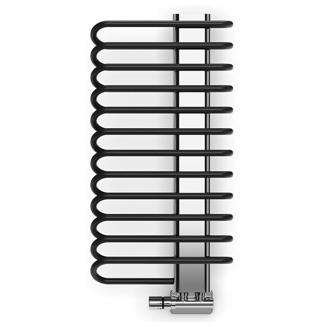 Terma  Michelle Badkamerradiator 780 x 400 mm – Metallic Zwart met Chroom Paneel | Designradiator voor Moderne Badkamers