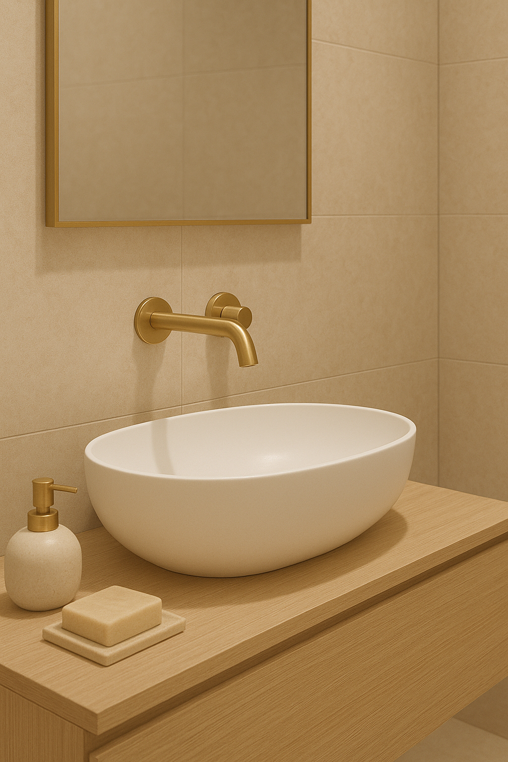 Goud geborsteld messing kraan voor luxe badkamers