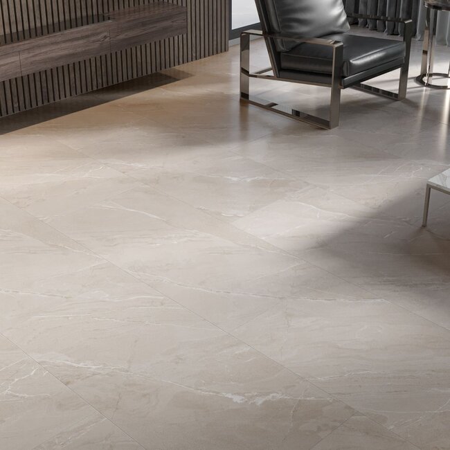 Sanitear 60x120 cm Grootformaat Tegel – Beige Marmer Effect, Vloer & Wand