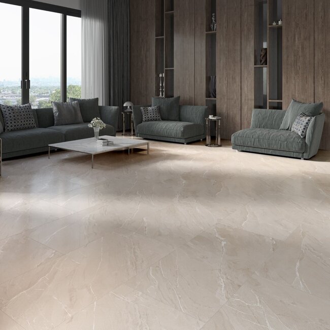 Sanitear 60x120 cm Grootformaat Tegel – Beige Marmer Effect, Vloer & Wand