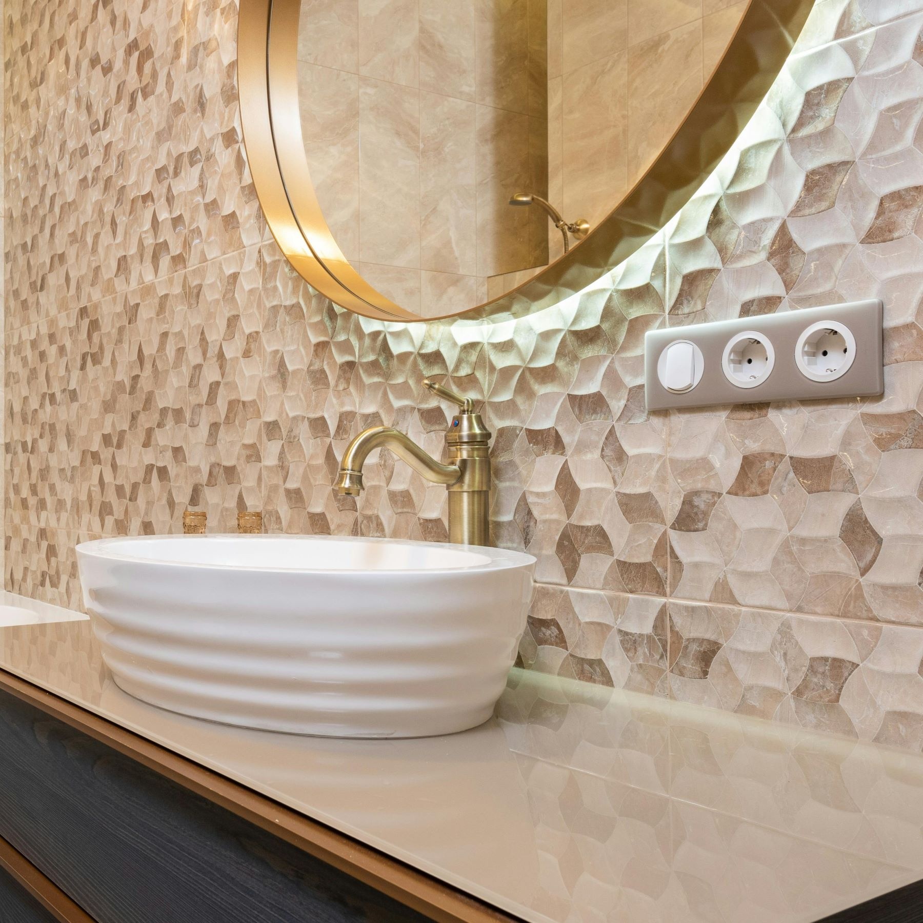 3D beige mozaiek tegels