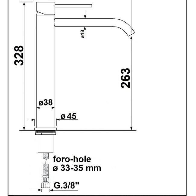 Rubinetterie Reitano  wastafelkraan gunmetaal metallic grijs voor moderne opzetwastafel