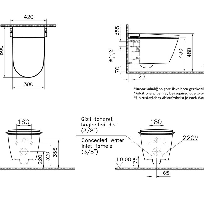 Vitra V-Care 3 Prime wandhangende slimme douche-wc | Ultieme hygiëne en comfort