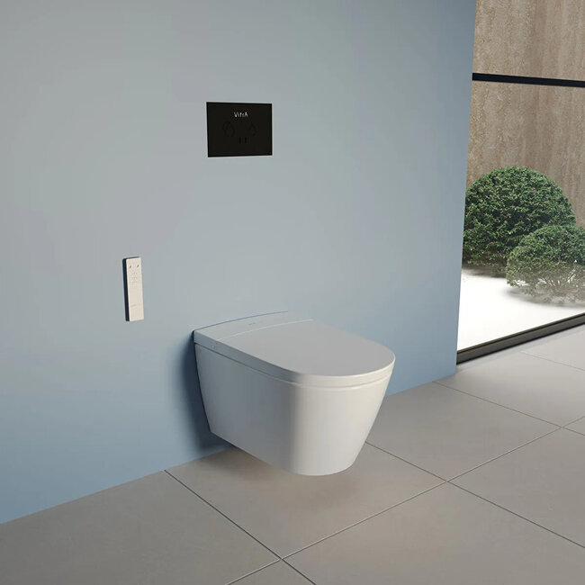 Vitra V-Care Gen 3 Base Complete Douche WC Set met Föhn, Geberit UP320 2025 en Sigma40 Bedieningsplaat Wit