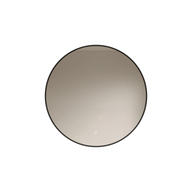 Loxa Ilona Badkamerspiegel 70x70 cm met Zwarte Lijst, LED Verlichting, Spiegelverwarming, Touchbediening en Dimbare Verlichting