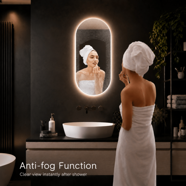 Loxa Ovale Badkamerspiegel Fiona 40x80 cm – LED & Spiegelverwarming