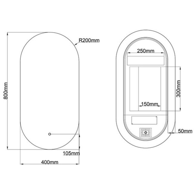 Loxa Ovale Badkamerspiegel Fiona 40x80 cm – LED & Spiegelverwarming