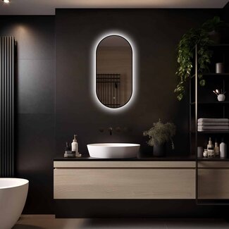 Loxa Zwarte Badkamerspiegel 40x80 cm LED