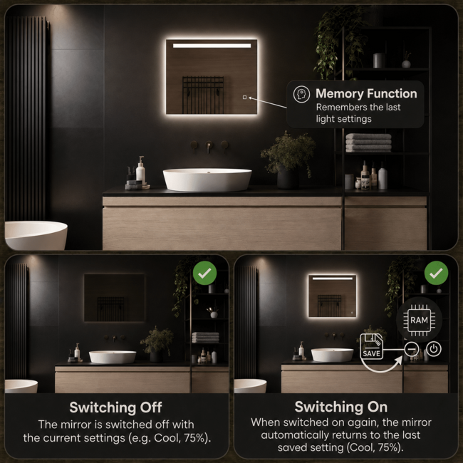 Loxa Ambi LED Badkamerspiegel 80x60 cm – Compact & Luxe