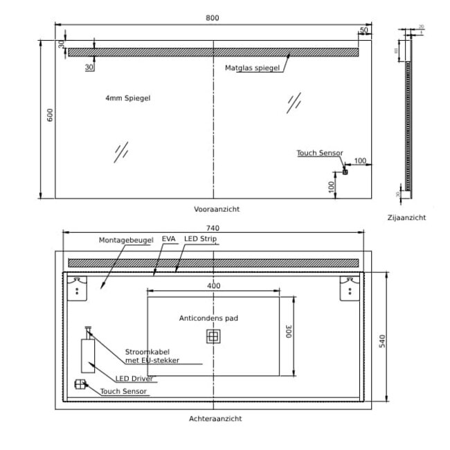 Loxa Ambi LED Badkamerspiegel 80x60 cm – Compact & Luxe