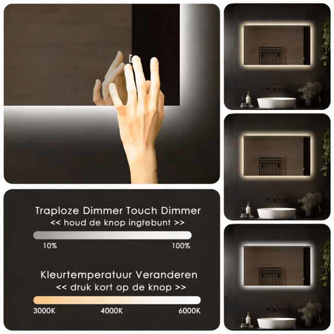 Loxa Badkamerspiegel Livorno 100x60 cm – LED & Spiegelverwarming