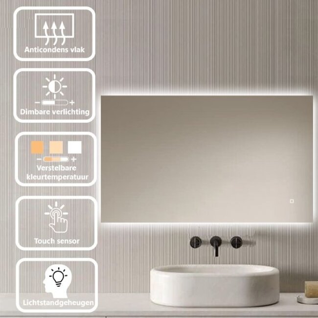 Loxa Badkamerspiegel 120x60cm LED & Spiegelverwarming