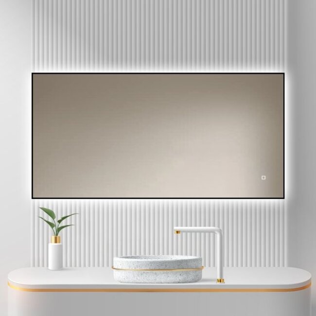 Loxa Badkamerspiegel 120x60 Zwart LED – Sorento