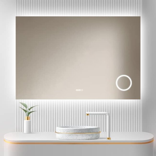 Loxa Luxe Badkamerspiegel 120x80 cm met LED Verlichting, Spiegelverwarming en Touchbediening | Lorina