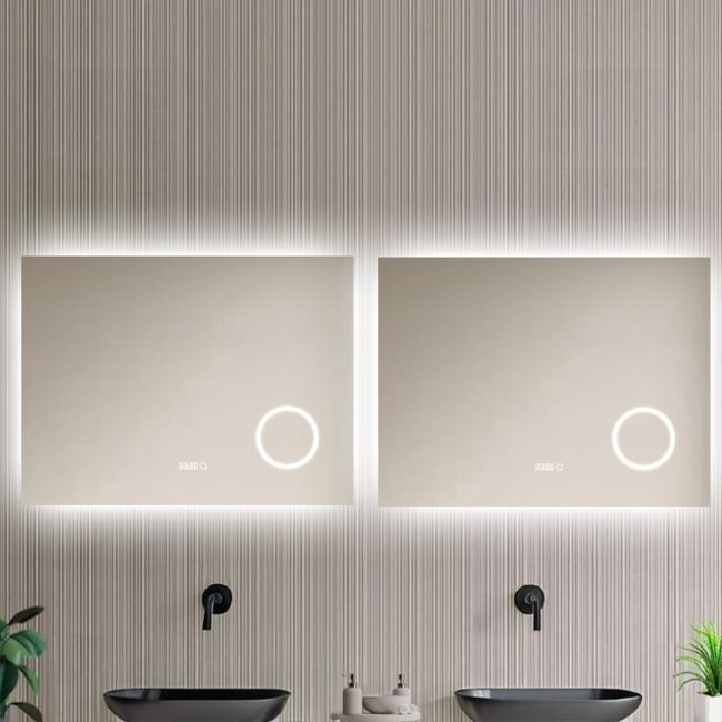 Loxa Badkamerspiegel 80x60 cm met LED Verlichting, Spiegelverwarming en Touchbediening | Lorina