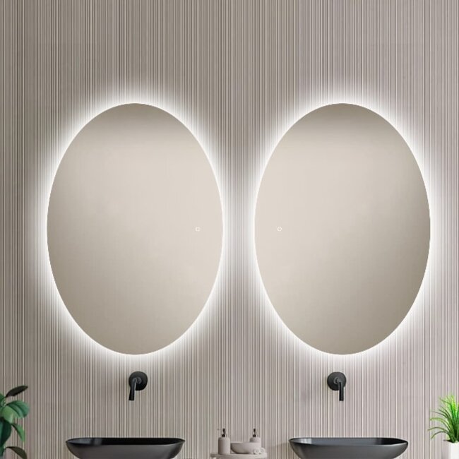 Loxa Badkamerspiegel 100x70 cm met Afgeronde Hoeken, LED Verlichting, Spiegelverwarming en Touchbediening | Rondo