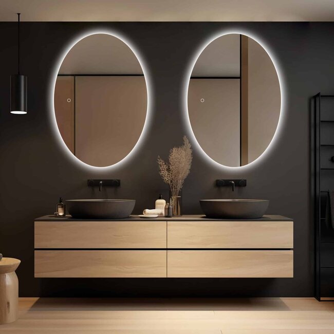 Loxa Badkamerspiegel 120x70 cm met Afgeronde Hoeken, LED Verlichting, Spiegelverwarming en Touchbediening | Rondo