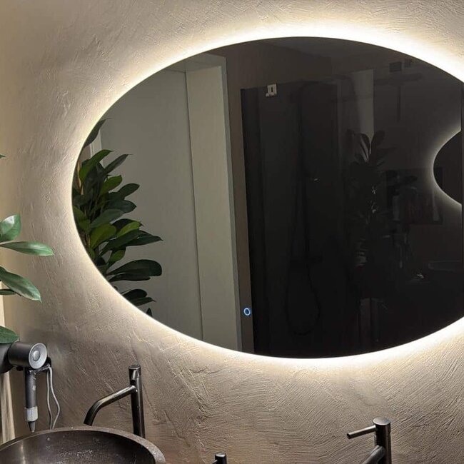 Loxa Badkamerspiegel 120x70 cm met Afgeronde Hoeken, LED Verlichting, Spiegelverwarming en Touchbediening | Rondo