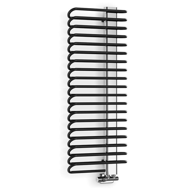 Michelle Badkamerradiator 1200x500 mm – Metallic Zwart met Chroom Paneel | Elektrische designradiator voor Badkamers