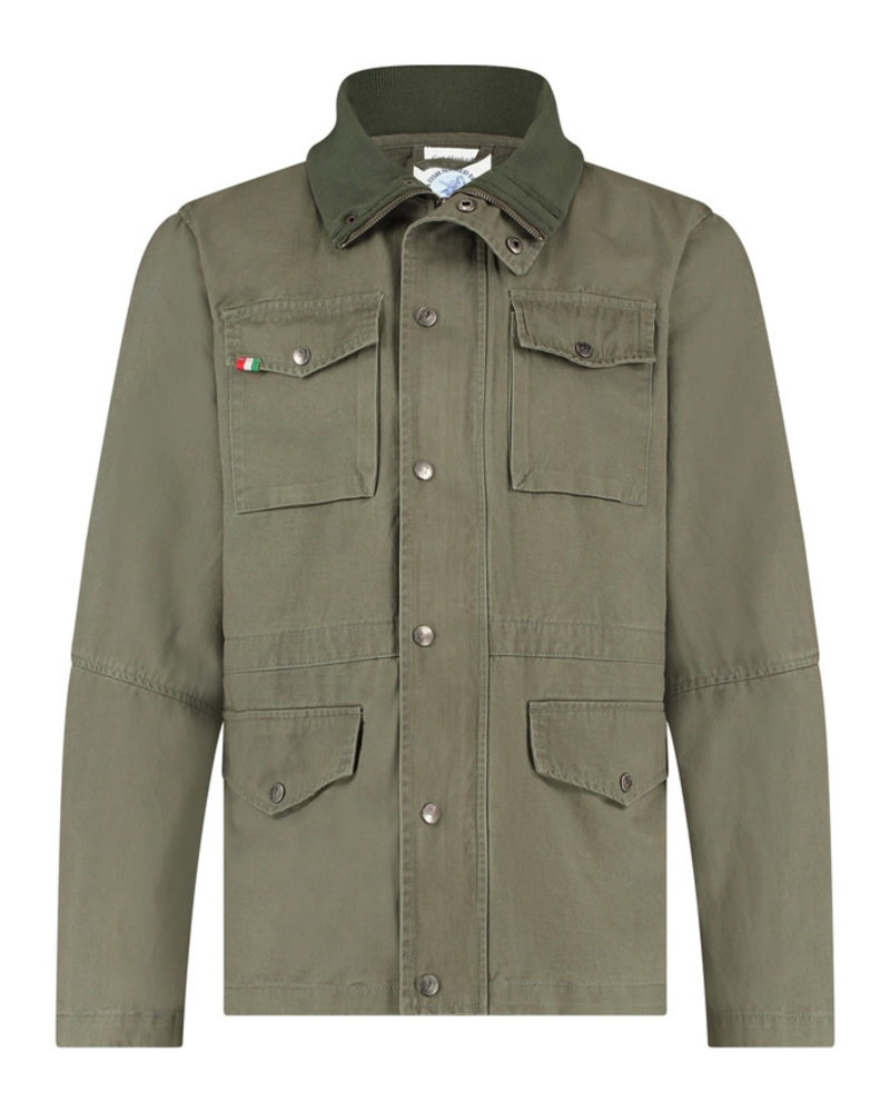 A Fish Named Fred 24.02.170 Field jacket washed cotton green