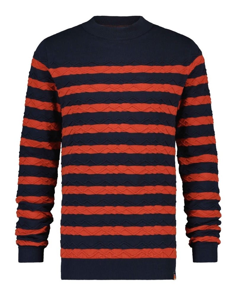 A Fish Named Fred 25.01.516 Striped mountain knit navy / red