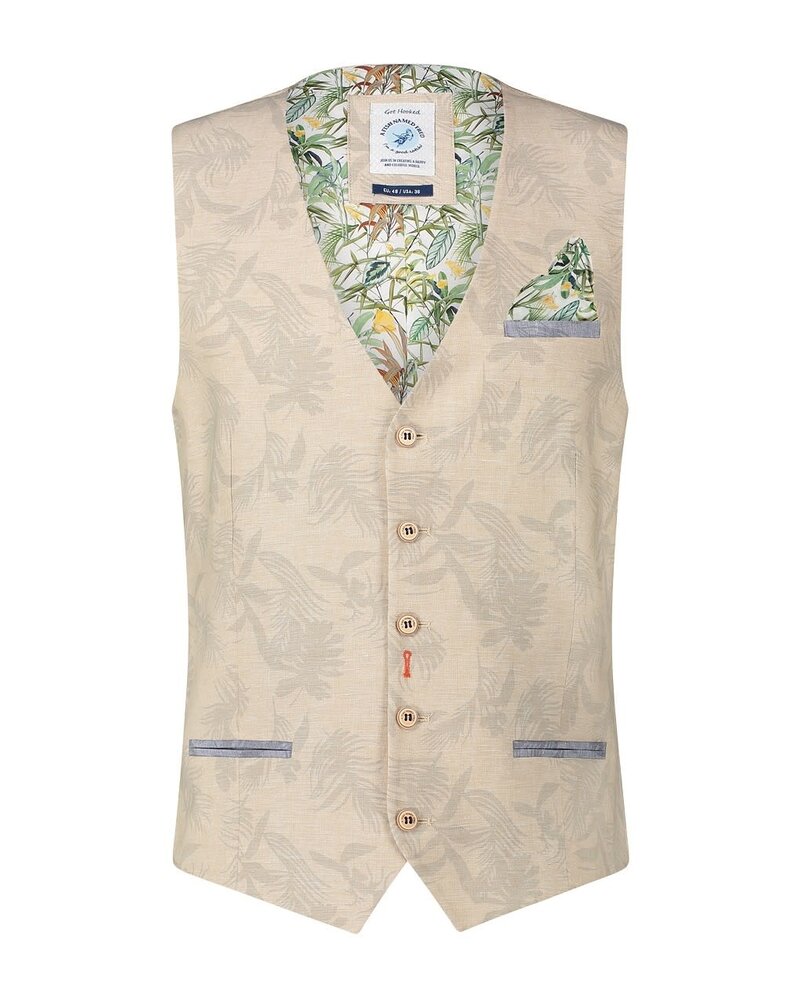 A Fish Named Fred 28.138 205 Waistcoat linen leafs