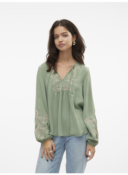 Vero moda 10306639 Donker groen blouse