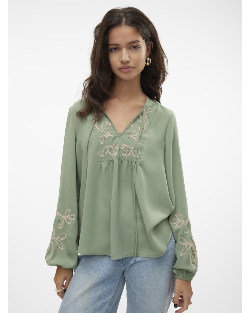 Vero moda 10306639 Donker groen blouse