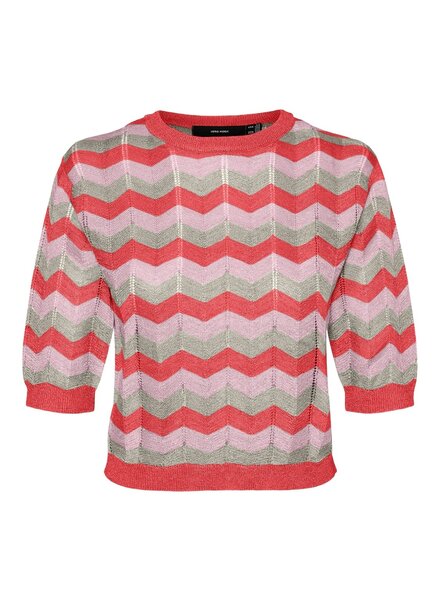 Vero moda VMMISA SS O-NECK PULLOVER Cayenne/W Pink PA 10314128