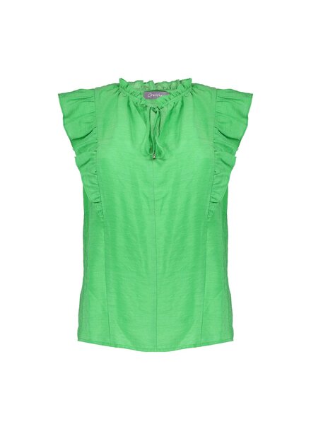 Geisha Fashion Women 43410-26 530 Top sleeveless ruffles green