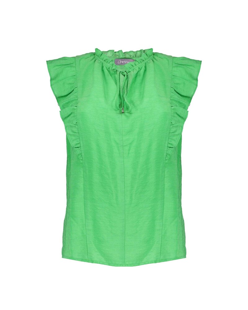 Geisha Fashion Women 43410-26 530 Top sleeveless ruffles green